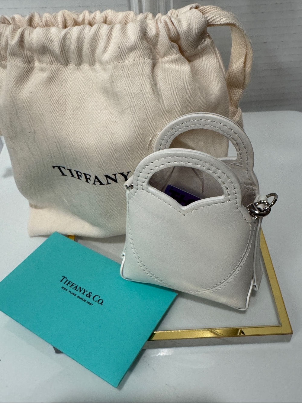 Tiffany & Co. White Leather Nano 'Please Return To' Heart Bag --RARE-NWT - Picture 3 of 6